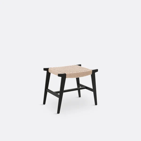 Hocker Hokito, Massive Eiche In Schwarz Und Geflecht
