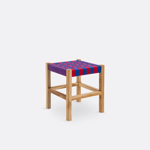 Hocker Keltan, Teak Massiv Und Baumwollschnur