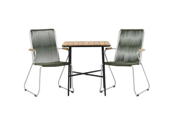 Holmbeck Gartenset Tisch, 2 Stühle natur,grün.