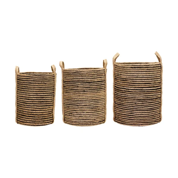 House Doctor Dungi Aufbewahrungskörbe 3er-Pack Schwarz-natur