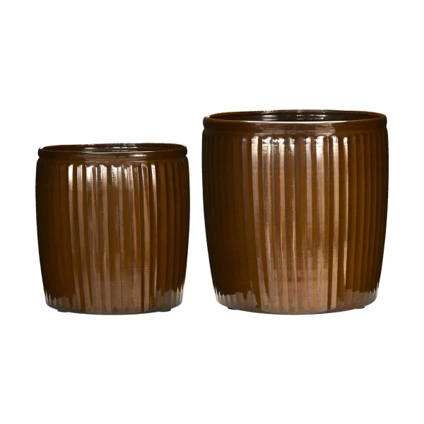 House Doctor Groove Blumentopf 2-teilig small Braun