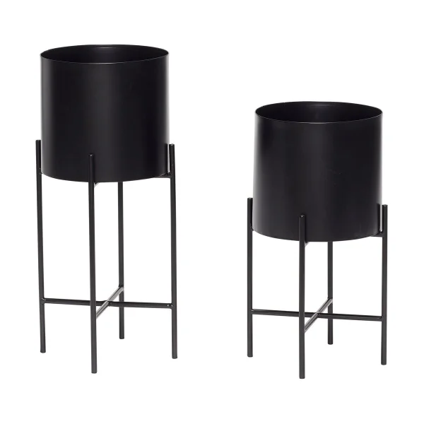 Hübsch Airy Blumentopf Set 2 Teile Black