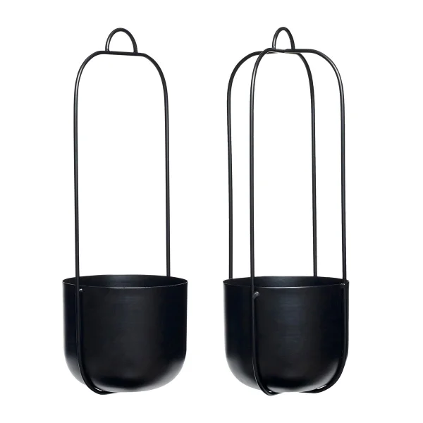 Hübsch Hängender Blumentopf 2er-Pack Schwarz