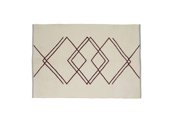 Hübsch - Rhomb Teppich 120x180 White/Burgundy