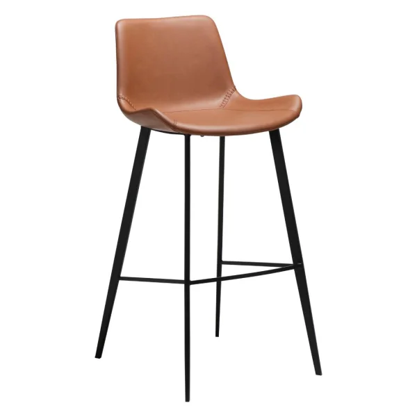Hype Dan-Form Barhocker PU-Kunstleder cognacfarben.