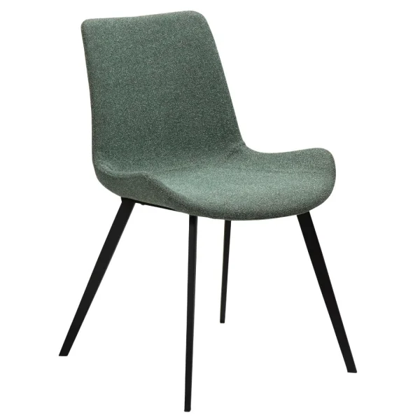 Hype Dan-Form Esszimmerstuhl Bouclé grünlich.