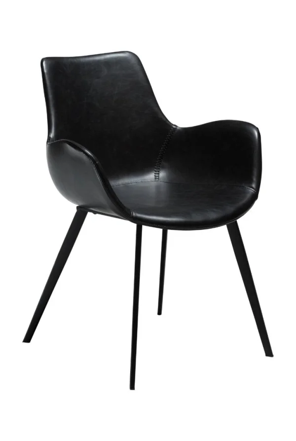 Hype Dan-Form Esszimmerstuhl mit Armlehnen PU-Kunstleder schwarz.
