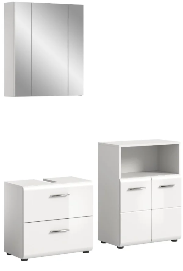 Ice Badmöbelset I59 Weiß hochglanz, weiß.