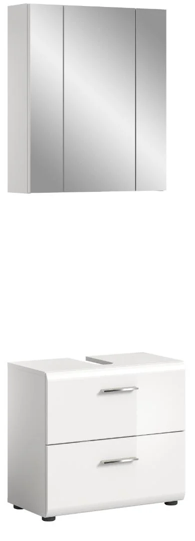 Ice Badmöbelset I60 Weiß hochglanz, weiß.