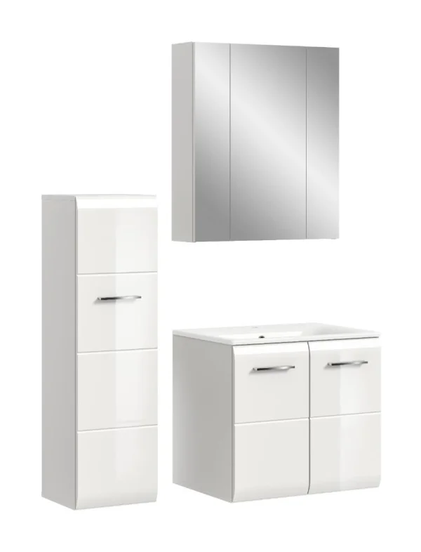 Ice Badmöbelset I69 Weiß hochglanz, weiß.