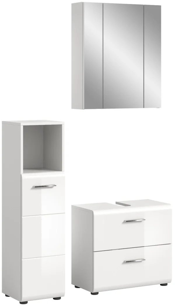 Ice Badmöbelset I73 Weiß hochglanz, weiß.