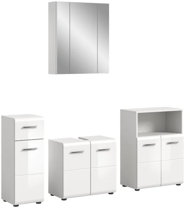 Ice Badmöbelset I74 Weiß hochglanz, weiß.