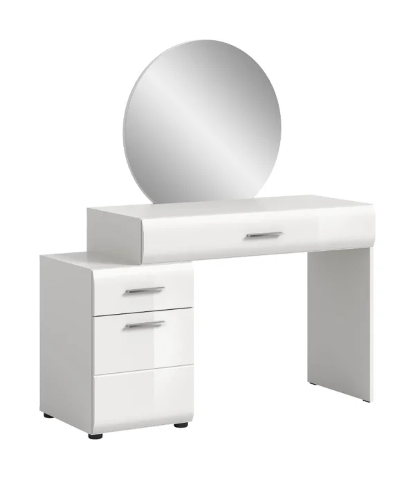 Ice Konsolentisch Inkl. Spiegel 1 Tür, 2 Schubladen weiß hochglanz, weiß.