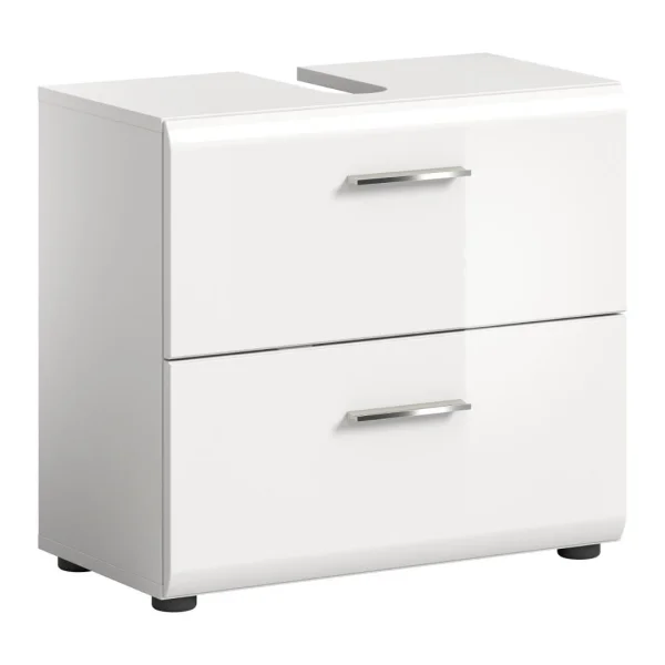 Ice Waschbeckenunterschrank 2 Schubladen Weiß hochglanz, weiß.
