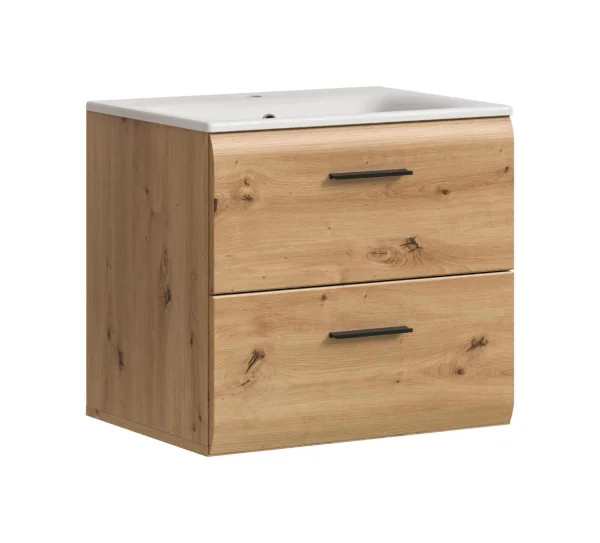 Ice Waschbeckenunterschrank Inkl. Waschbecken 2 Schubladen Eiche Dekor.