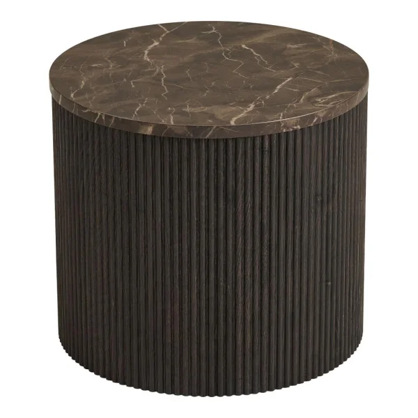 Ida Couchtisch Eckentisch Ø45cm Marmor Dekor braun.