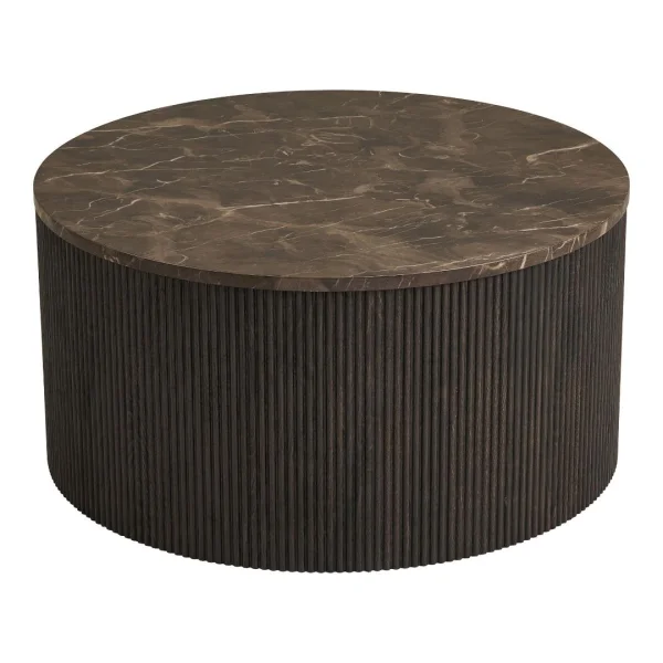Ida Couchtisch Ø80cm Marmor Dekor braun.
