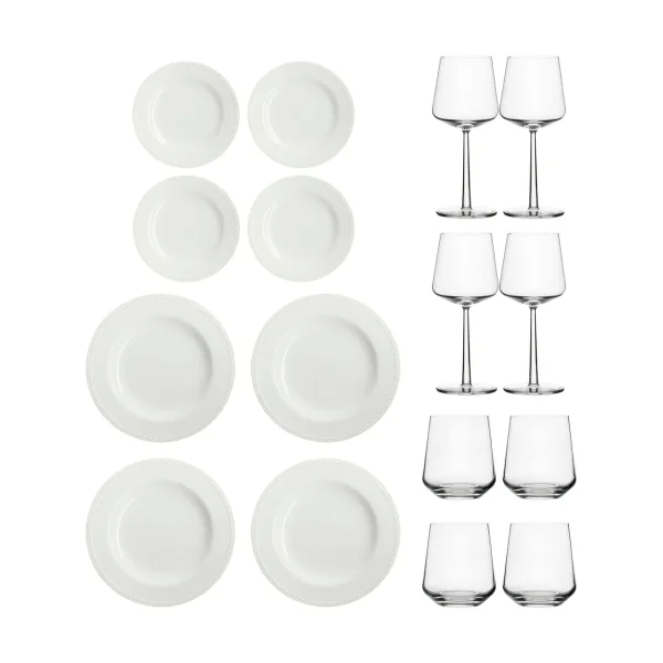 Iittala Essence & Dots Starterset Abendessen 32 Teile - Cremeweiß