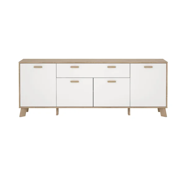 Ikast Sideboard 4 Türen, 1 Schublade Eichen-Dekor, weiß.