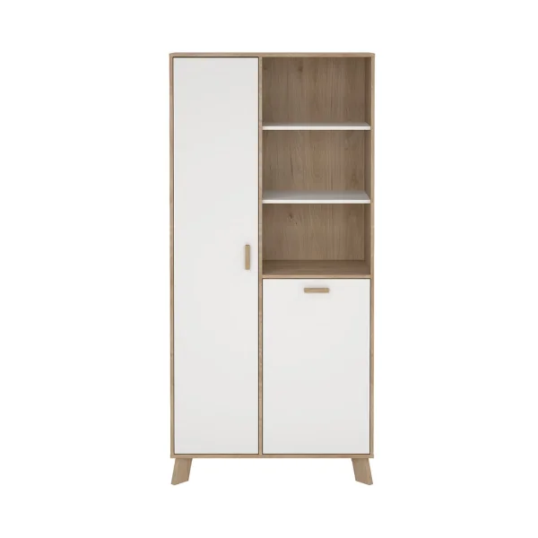 Ikast Vitrinenschrank 2 Türen, 3 Ablagen Eichen-Dekor, weiß.
