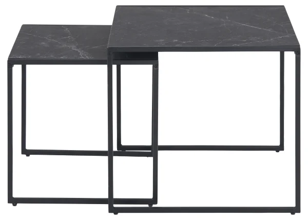 Infinity Couchtisch Einscchubtische 2 stk., Marmor Print, schwarz.