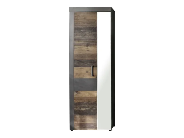 Irwin Kleiderschrank 2 Türen, grau Matera Dekor, Old Wood Dekor.