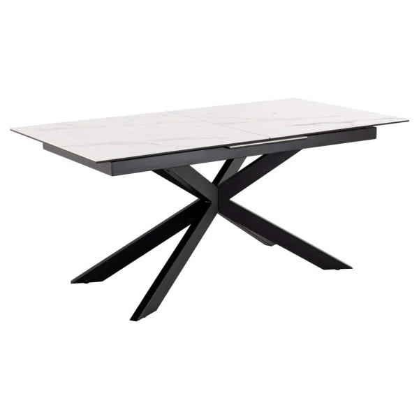 Irwine Esstisch 90x168/210cm inkl. 1 Zusatzplatte weiß.