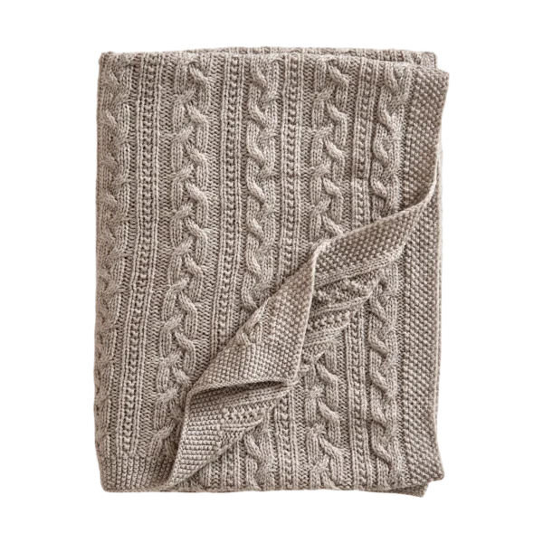 Jack o Juno Babydecke gestrickt Merinowolle 80x100 cm Oatmeal