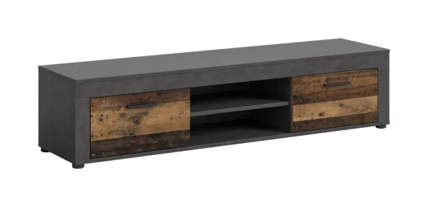 Jam TV Tisch 2 Klappentüren, 2 Regale Eiche Dekor.