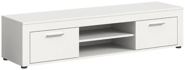 Jam TV Tisch 2 Klappentüren, 2 Regale weiß.