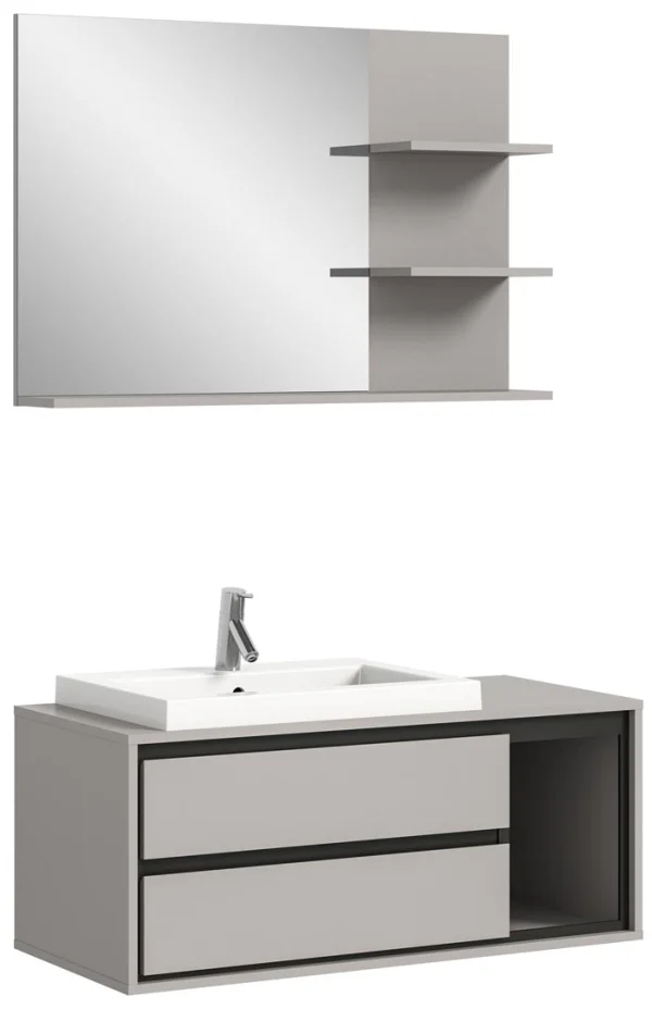 Jaru Badmöbelset 100cm grau,schwarz.