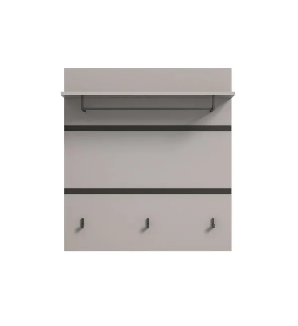 Jaru Wandgarderobe 1 Ablage, 1 Kleiderstange, 3 Kleiderhaken grau,schwarz.