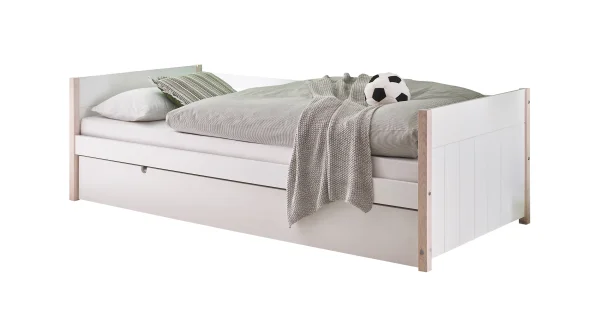 Jugendbett ausziehbar 90 x 200 cm weiß - Kiefer massiv - TILDE