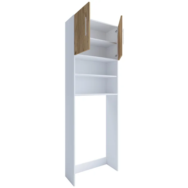 Jutas Kleiderschrank Schrank für Waschmaschine 2 Türen weiß, Eiche dekor.
