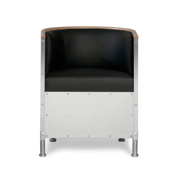 Källemo Aluminium-Fauteuil mattgebürstet Leder Tärnsjö schwarz-walnuss