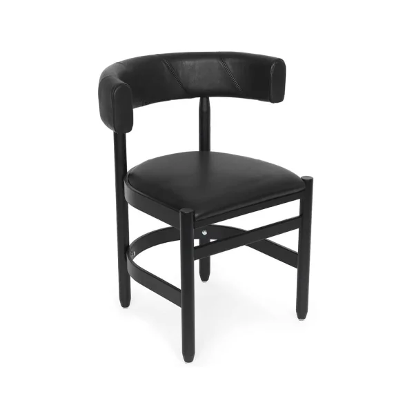 Källemo Botero Armstuhl Tärnsjö Leder 8175 schwarz-schwarz Esche Stativ