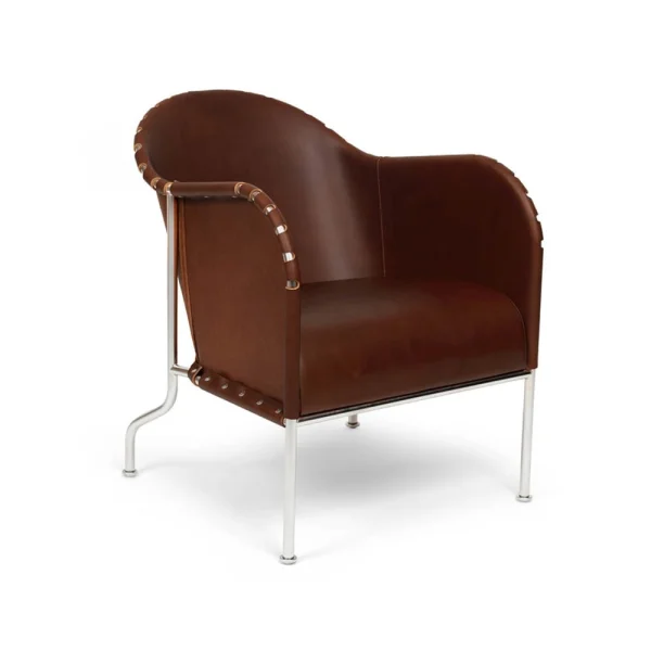 Källemo Bruno Sessel Kernleder braun-vintage-chromstativ