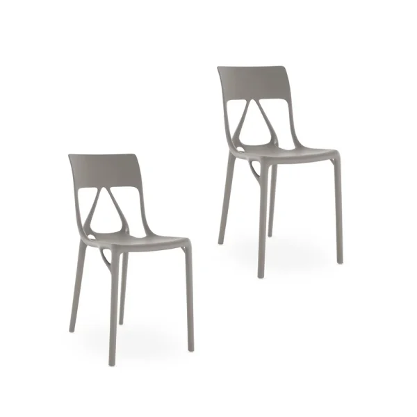 Kartell - A.I. Lite Stühle, grau, Höhe 80 cm, 2er Set