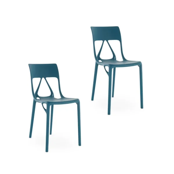 Kartell - A.I. Lite Stühle, petrol, Höhe 80 cm, 2er Set