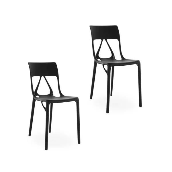 Kartell - A.I. Lite Stühle, schwarz, Höhe 80 cm, 2er Set