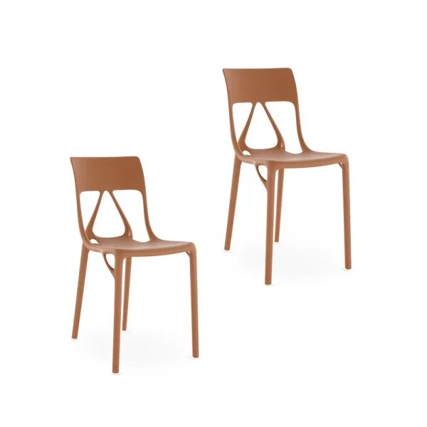 Kartell - A.I. Lite Stühle, terracotta, Höhe 80 cm, 2er Set