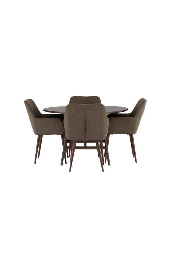 Kaseindon Essgruppe Tisch braun und 4 Tomorrow Stühle braun.