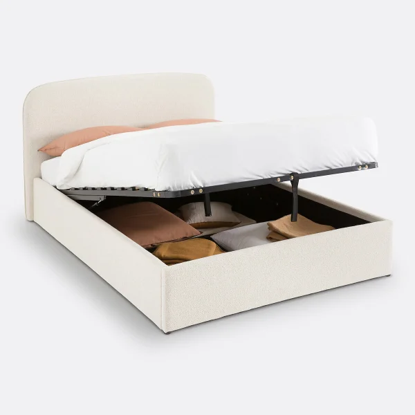 Kastenbett Conto Mit Hochklappbarem Lattenrost, Bouclé