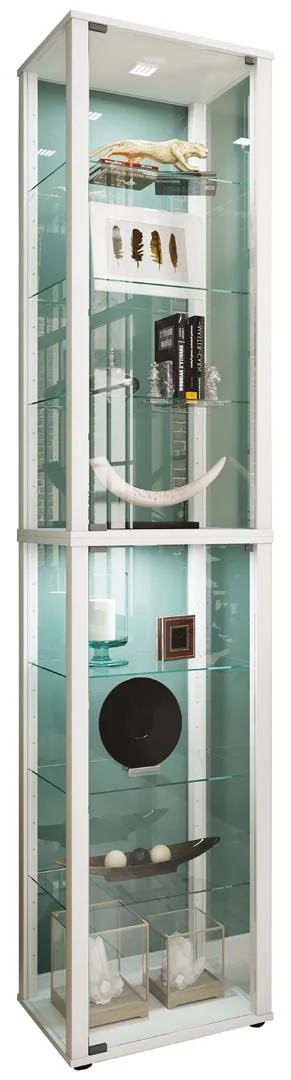 KavisaXL Vitrinenschrank 2 Glastüren weiß.