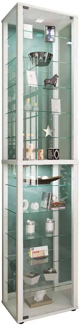 KavisaXXL Vitrinenschrank 2 Glastüren weiß.
