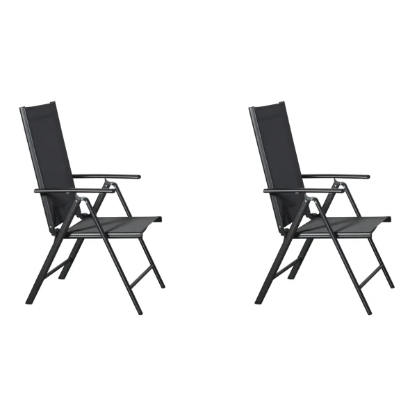 Kelly 2 x Gartenstuhl, justierbarer Rücken, 7 Positionen schwarz/grau.