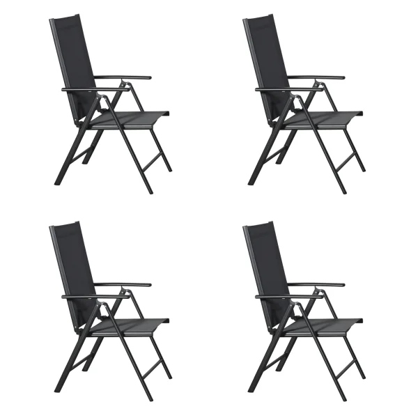 Kelly 4 x Gartenstuhl, justierbarer Rücken, 7 Positionen schwarz/grau.