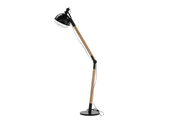 Kick Beleuchtung Stehlampe 30x30x190cm Stahl schwarz, Holz.