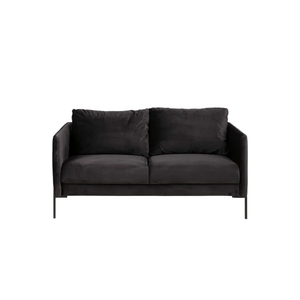 Kingsley A2 2,5-Sitzer-Sofa mit schwarzen Metallbeinen.