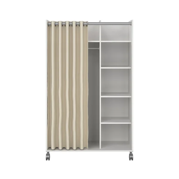Kit Kleiderschrank 160x100x49cm, offen, Kleiderstangeneinsatz weiß, beige.